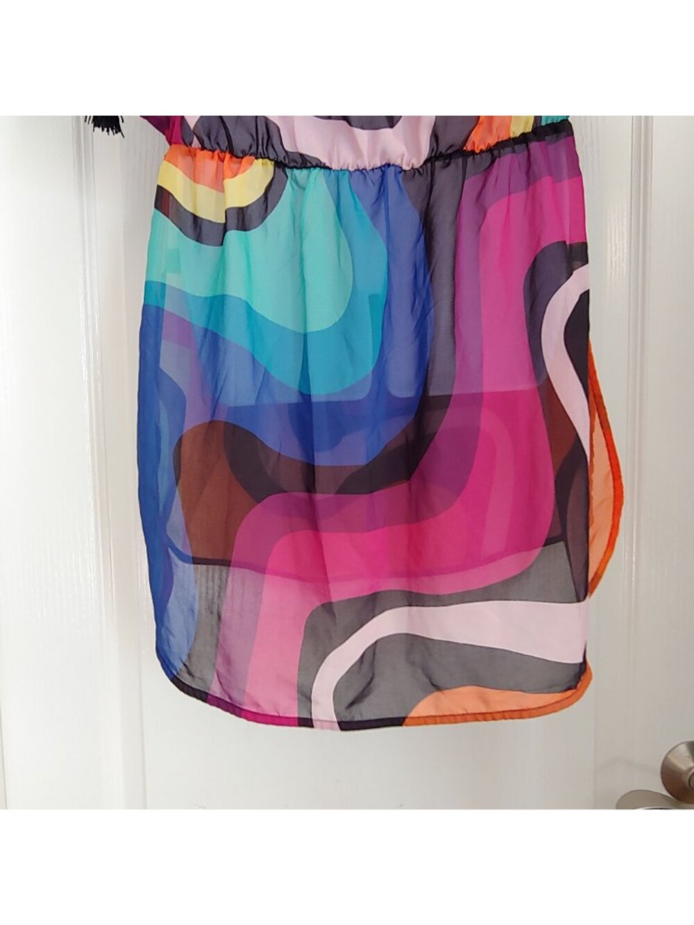 Kurt Geiger Vibrant Abstract Swirl Swim Cover Up Resort Beach Tunic L - Picture 12 of 14